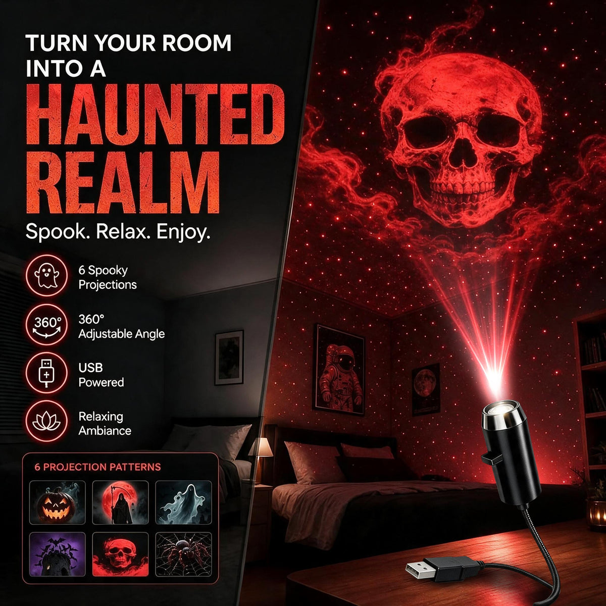 Halloween 6-scene projection light