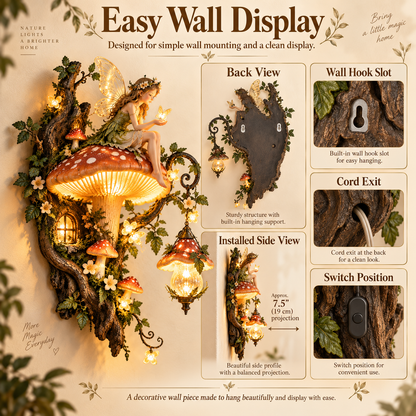 Enchanted Mushroom Fairy Wall Light rear installation structure