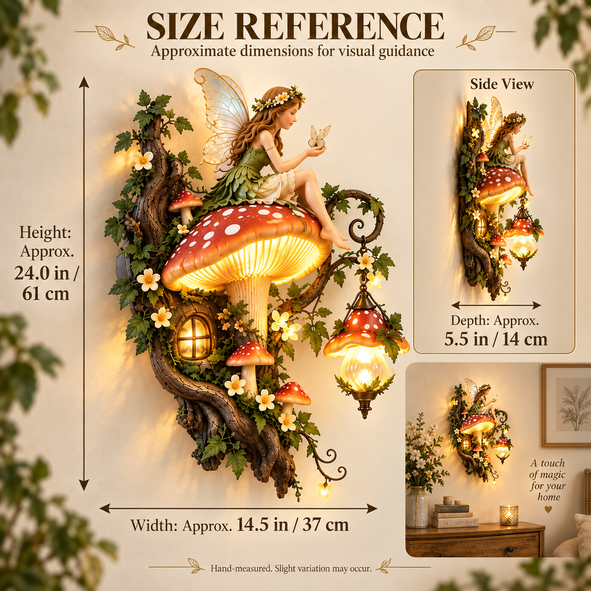 Enchanted Mushroom Fairy Wall Light decorative detail