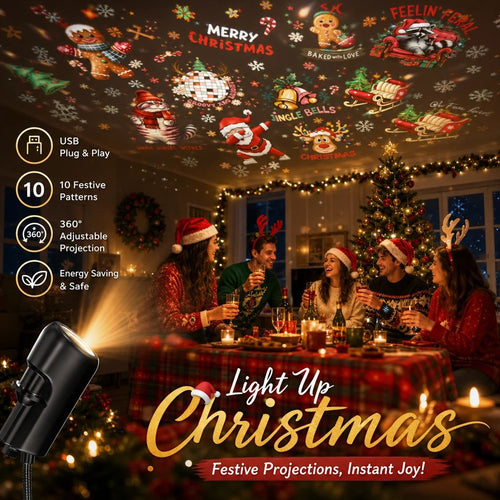 Christmas 10-scene USB holiday projector