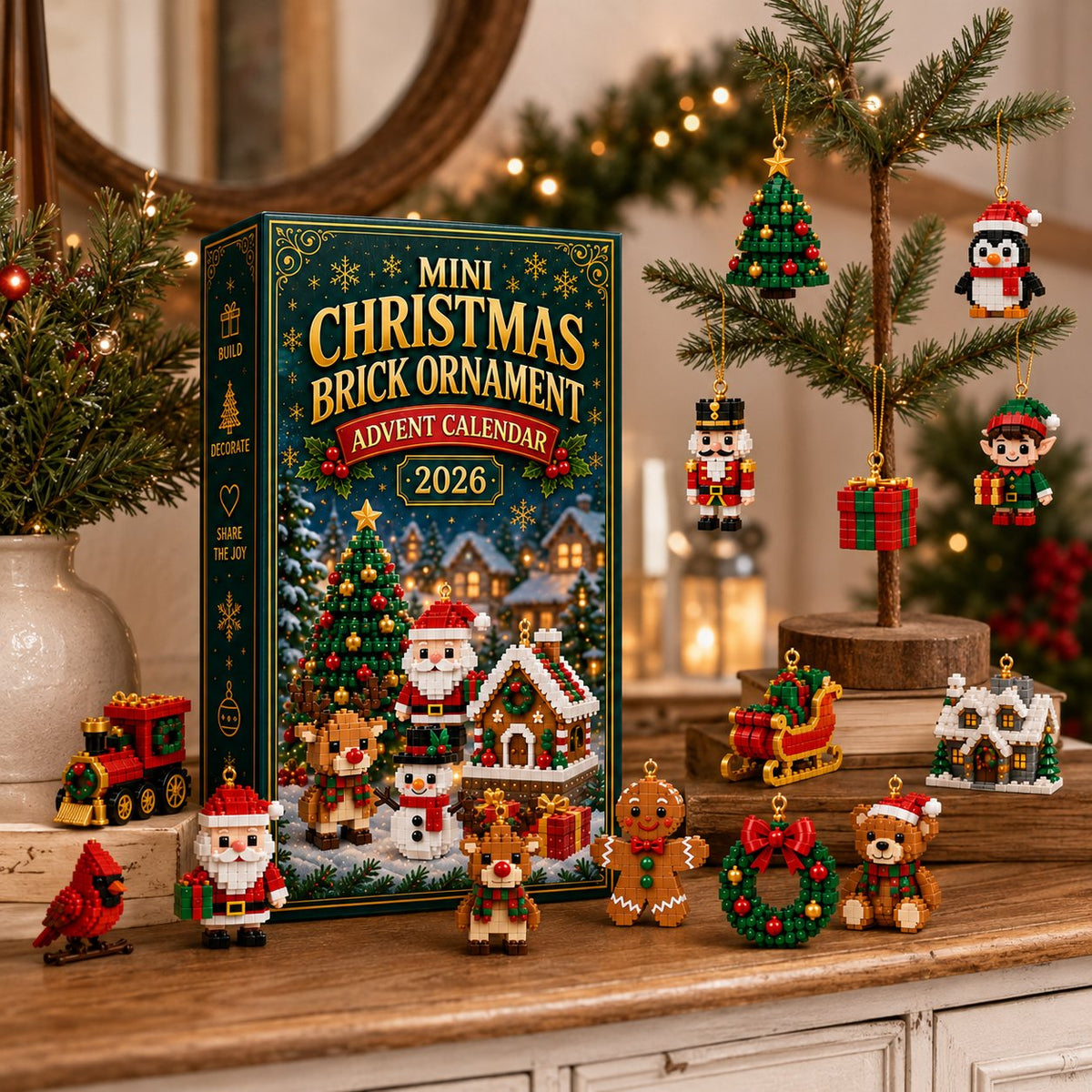 24-day brick ornament advent calendar packaging