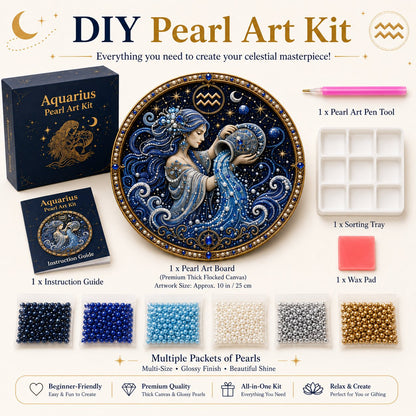 Zodiac pearl art DIY kit — included canvas beads and tools