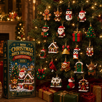 Festive mini brick ornaments with hanging loops