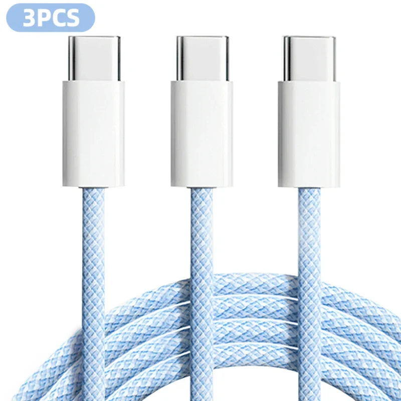 3-Pack 6FT 60W USB-C Fast Charging Cables