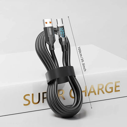 120W 5A USB-A to USB-C Fast Charging Cable with LCD Display