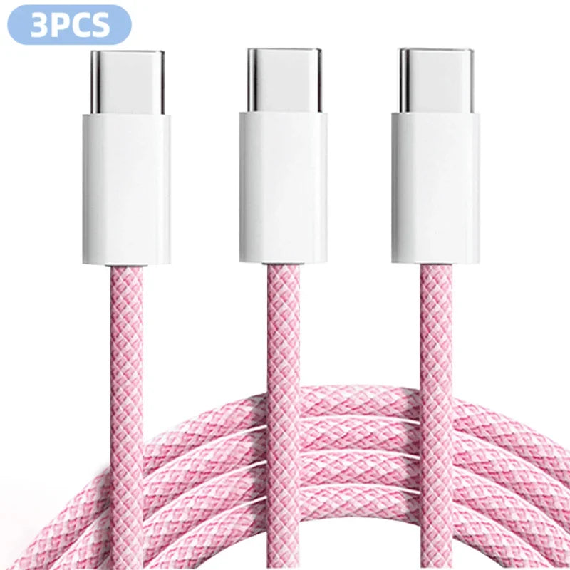 3-Pack 6FT 60W USB-C Fast Charging Cables