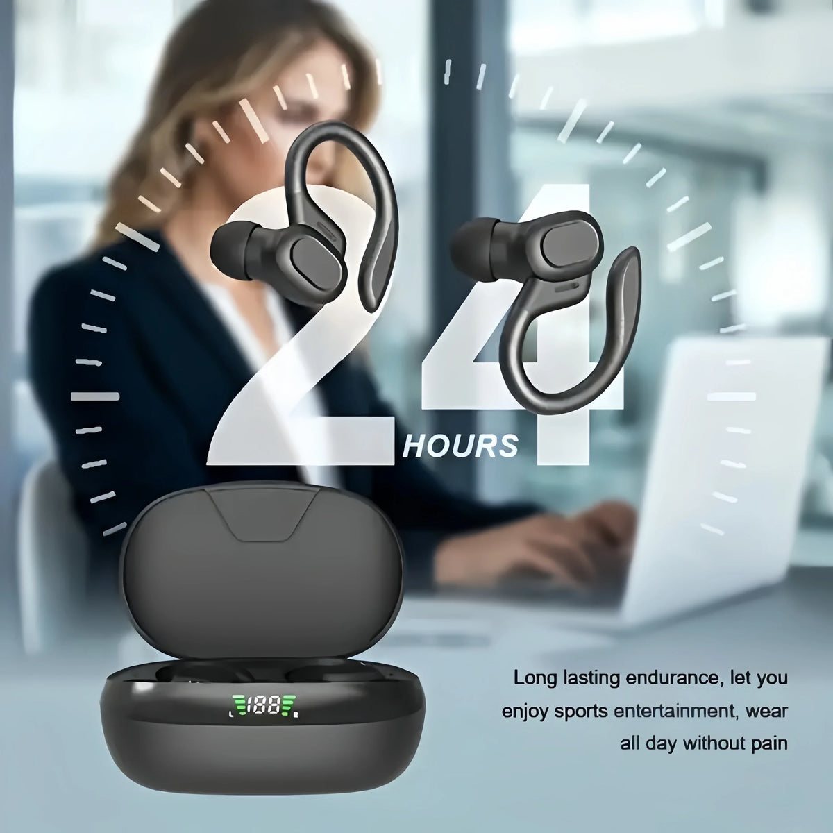 TWS Open-Ear Clip Earbuds with LED Display