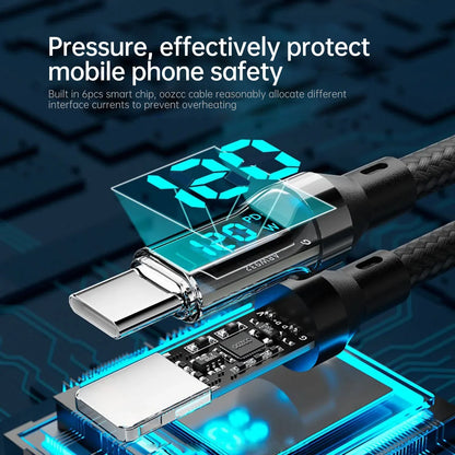120W 5A USB-A to USB-C Fast Charging Cable with LCD Display