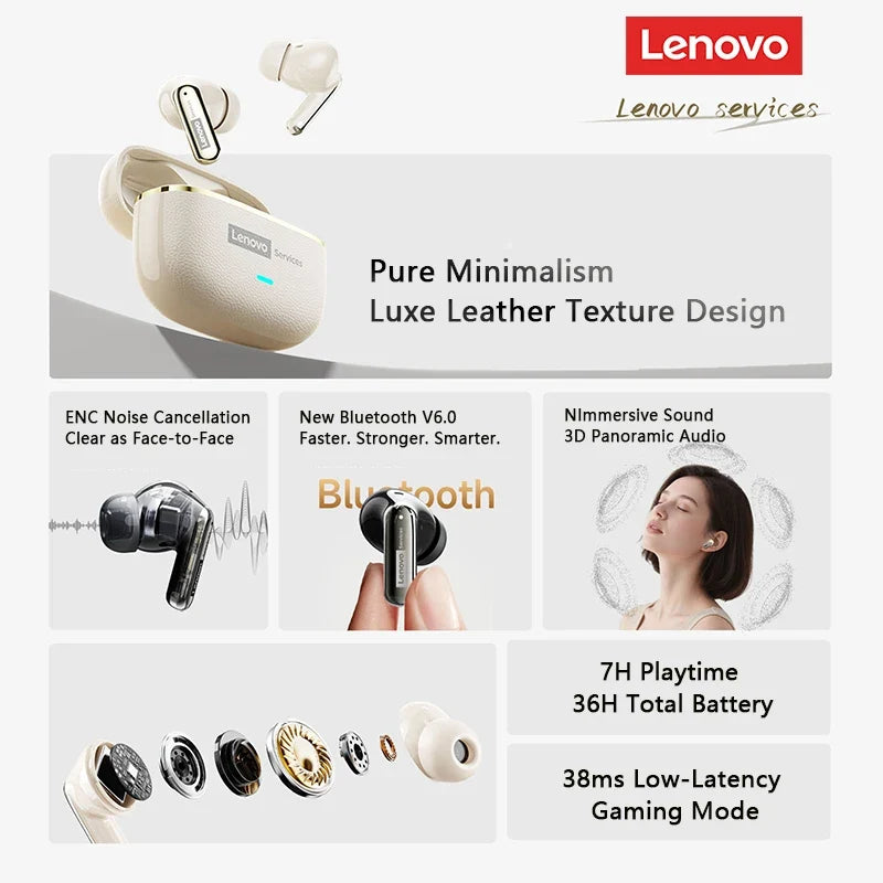 Lenovo LE208 Wireless Gaming Earphones – ENC, 38ms Low Latency