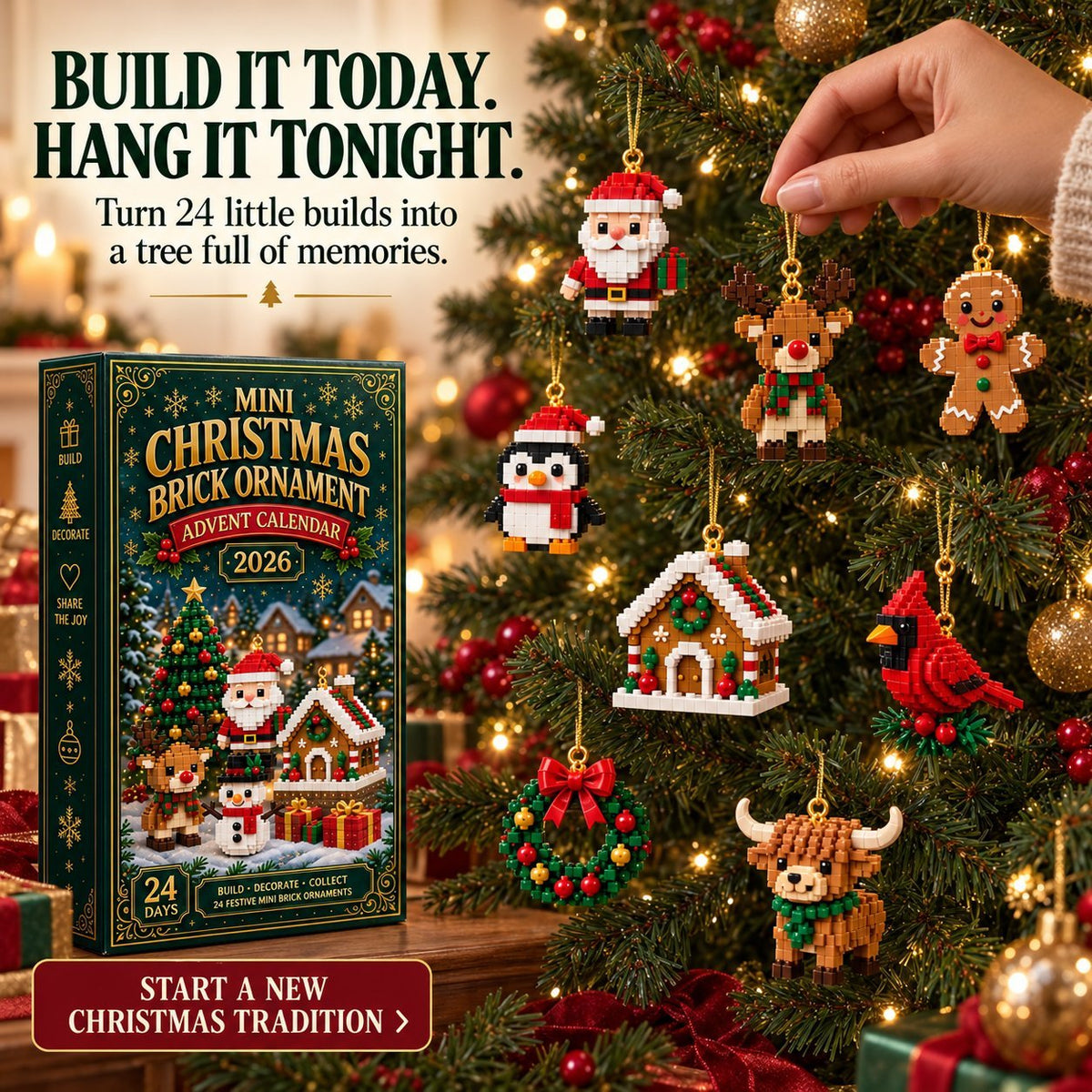 Christmas brick ornament advent calendar gift set
