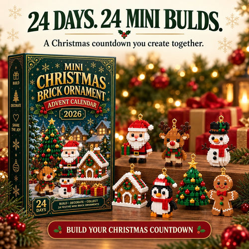 24-Day Mini Christmas Brick Ornament Advent Calendar box and mini builds