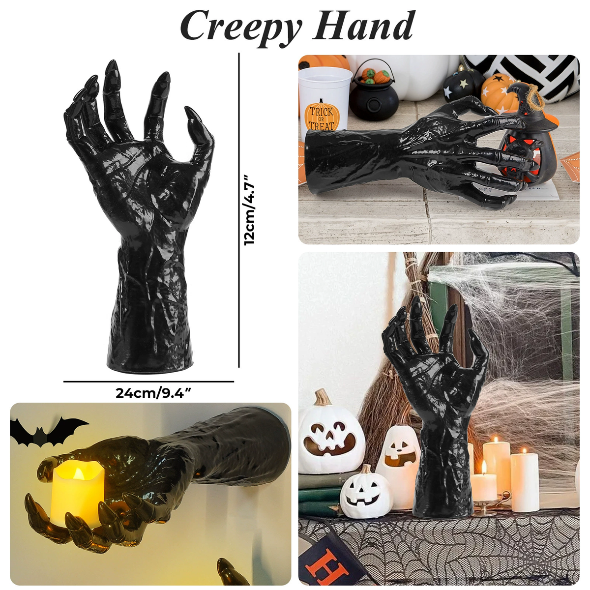 🕷️🖤Creepy Hands & Candles Wall Mount Set – Indoor & Outdoor Halloween Decor 🎃🖐️