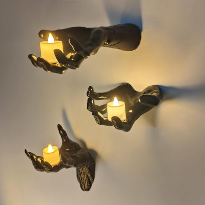 🕷️🖤Creepy Hands & Candles Wall Mount Set – Indoor & Outdoor Halloween Decor 🎃🖐️