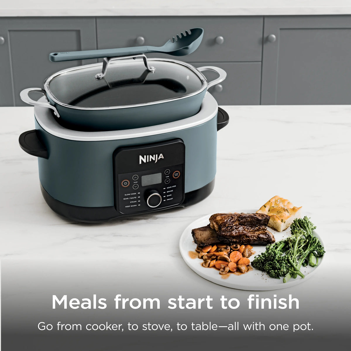 Ninja PossibleCooker Pro with a prepared meal